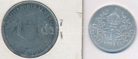 Vegyes: 1936. 2P Ag "Madonna" + Ausztria 1894. 1K Ag "Ferenc József" T:3-,2-