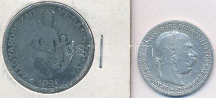 Vegyes: 1936. 2P Ag "Madonna" + Ausztria 1894. 1K Ag "Ferenc József" T:3-,2-