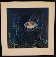 Olvashatatlan jelzéssel: Hal a vízben. Olaj, papír, 31×31 cm