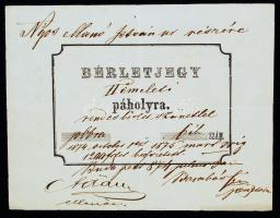 1874 Az Operaházba szóló kitöltött bérletjegy