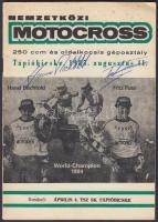 1985 A Nemzetközi Motocross 250 ccm és oldalkocsis géposztály versenyének programfüzete, rajta Hansi Bächtold és Fritz Fuss világbajnokok aláírásával