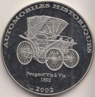 Kongó 2002. 10Fr "Peugeot Vis á Vis 1892" T:PP Congo 2002. 10 Francs CuNi "Peugeot Vis á Vis 1892" C:PP