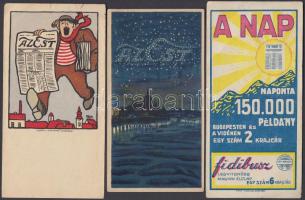 cca 1910-1920 3 db számolócédula(A Nap, Az Est)