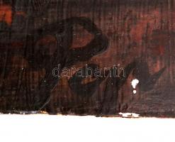 Pap Gyula (1899-1983): Udvar. Olaj, karton, jelzett, 50×80 cm