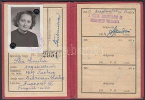 1954 Fényképes személyeazonossági igazolvány a Magyar Posta dolgozói részére