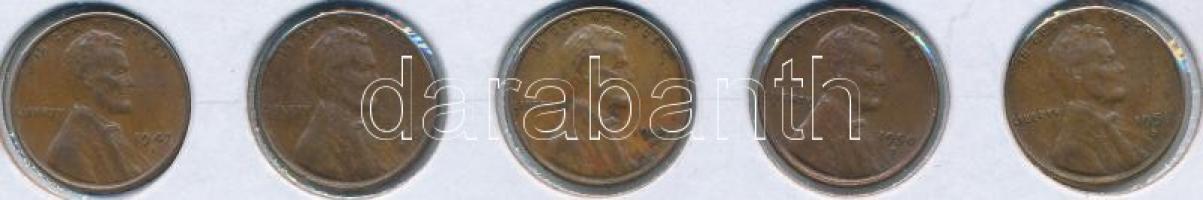 Amerikai Egyesült Államok 1947S-1951S 1c "Lincoln" (5x) T:2,2-
USA 1947S-1951S 1 Cent &quo...