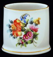 Herendi virág mintás fogpiszkáló tartó, kézzel festett, jelzett, hibátlan, m:5,5 cm