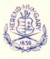 Herendi virág mintás fogpiszkáló tartó, kézzel festett, jelzett, hibátlan, m:5,5 cm