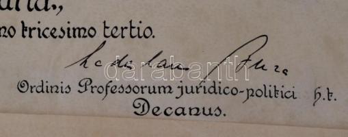 1872 Szeged, a Ferenc József Tudományegyetem jogi doktori kinevezési oklevele, az egyetem rektorának...