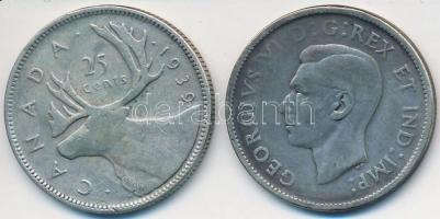 Kanada 1939-1943. 25c Ag "VI. György" (2x) T:2-
Canada 1939-1943. 25 cents Ag "George...