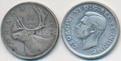 Kanada 1944-1950. 25c Ag "VI. György" (2x) T:2-
Canada 1944-1950. 25 cents Ag "George...