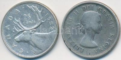 Kanada 1952-1955. 25c Ag (2x) "VI. György" + "II. Erzsébet" T:2-,3
Canada 1952-1...