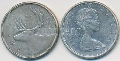 Kanada 1964-1965. 25c Ag "II. Erzsébet" (2x) T:2-
Canada 1964-1965. 25 cents Ag "Eliz...