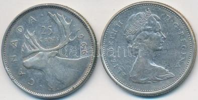 Kanada 1966-1967. 25c Ag "II. Erzsébet" (2x) T:2-
Canada 1966-1967. 25 cents Ag "Eliz...