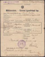 1917 K.u.K. Ergänzungsbezirkskommando Kecskemét által kiállított katonai igazolványi lap