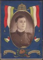 cca 1940-1944 Mindent a hazáért! - Háborús motívumos katonai emléklap fotóval, 13x18 cm