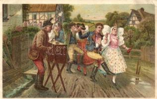 23 db RÉGI főként használatlan motívumlap; lengyel és osztrák folklór / 23 old mostly unused motive ...