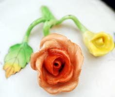Herendi Viktória mintás füles bonbonier, kézzel festett, jelzett, rózsán apró lepattanás, h:17 cm