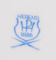 Herendi Viktória mintás füles bonbonier, kézzel festett, jelzett, rózsán apró lepattanás, h:17 cm