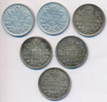Kanada 1911-1920. 5c Ag "V. György" (6x) T:2- Canada 1911-1920. 5 Cents Ag "George V" (6x) C:VF