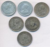 Kanada 1911-1920. 5c Ag "V. György" (6x) T:2-
Canada 1911-1920. 5 Cents Ag "George V&...