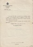 1942 Bp., Imrédy Béla (1891- 1946) pénzügyminiszter aláírása A Magyar Királyi Államvasutak Igazgatósága által kiadott kinevezési iraton, gratuláló távirat