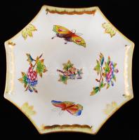 Herendi Viktória mintás kínáló, kézzel festett, jelzett, hibátlan, m:8,5 d:13,5 cm
