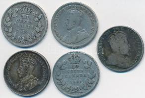 Kanada 1907-1931. 10c Ag (5x) "VII. Edvárd" + "V. György" T:2-,3
Canada 1907-193...