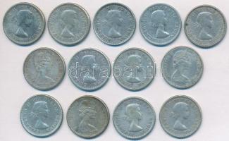 Kanada 1953-1967. 10c Ag "II. Erzsébet" (13x) T:2,2-
Canada 1953-1967. 10 Cents Ag "E...