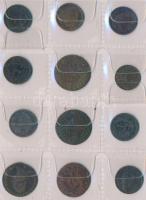 1800-1902. 9db-os vegyes Cu krajcár és fillér tétel T:vegyes