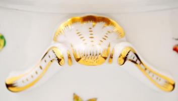 Herendi Viktória mintás kaspó, kézzel festett, jelzett, hibátlan, m:14,5 cm, d:16,5 cm/ Handpainted ...