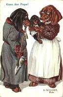 Ganz der Papa / Dog family, humour s: A. Greiner (fa)