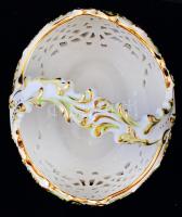 Herendi Viktória mintás kosár, kézzel festett, jelzett, hibátlan, m:14 cm, d:14,5×11,5 cm/ Handpaint...