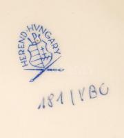 Herendi Viktória mintás tál, kézzel festett, jelzett, hibátlan, m:6,5 cm, d:26×26 cm/ Handpainted nu...