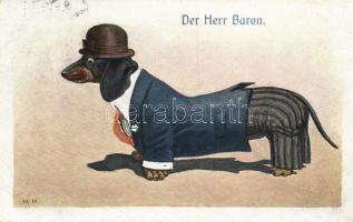 Der Herr Baron / Dog, Dachshund in suit, humour, T.S.N. No. 1005.