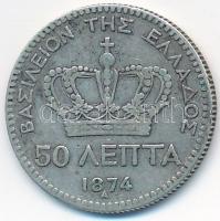 Görögország 1874. 50L Ag "I. György" T:2-
Greece 1874. 50 Lepta Ag "George I" C:...