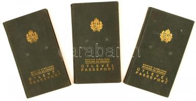 1938-1949 A Magyar Királyság által kiadott 3 db útlevél / 1938-1949 3 Hungarian passports