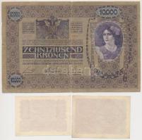 1918. 10.000K piros "Deutschösterreich" felülbélyegzéssel + Ausztria 1922. 1K + 2K T:III,I...