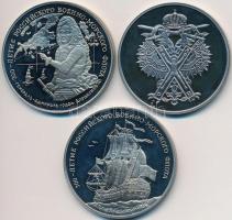 Oroszország 2013. "300 éves az orosz tengeri flotta" 3xklf db-ból álló Cu-Ni emlékérem sor...