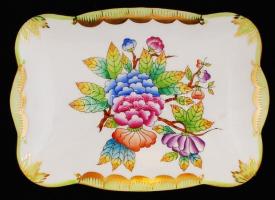 Herendi Viktória mintás doboz, kézzel festett, jelzett, hibátlan, 13×9,5 cm, m:5,5 cm