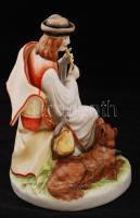 Zsolnay juhász és kutyája, kézzel festett, jelzett, hibátlan, m:22 cm