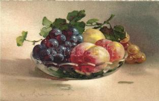 5 db E. Klein szignós VIRÁG motívumlap / 5 E. Klein floral art postcards