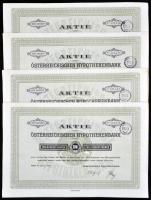 Ausztria / Bécs 1922. "Osztrák Jelzálogbank" részvénye 200K-ról német nyelven szelvényekkel, felülbélyegzéssel (4x) sorszámkövetők T:I- Austria / Vienna 1922. "Österreichischen Hypothekenbank" share about 200 Corona with coupons (4x) sequential serials C:AU