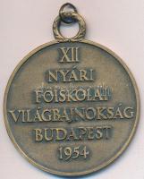 1954. "XII. Nyári Főiskolai Világbajnokság Budapest 1954" Br díjérem, füllel (45mm) T:2,2-