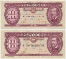 1984. 100Ft (2x) sorszámkövetők, nyomdai papírránccal T:I