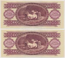 1984. 100Ft (2x) sorszámkövetők, nyomdai papírránccal T:I