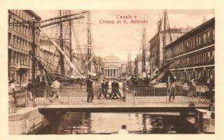 Trieste, Canale e Chiesa di S. Antonio / canal, church, bridge, ships