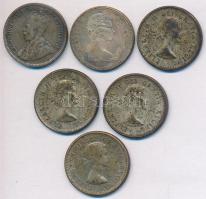 Kanada 1919-1967. 10c Ag (6x) "V. György" + "II. Erzsébet" T:2-,3
Canada 1919-19...