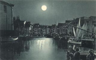 Veli Losinj, Lussingrande; Porto / port at night, ships