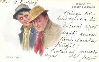 Wiener Typen, Stammgäste bei der Burgmusik/ People from Vienna, Castle music festival visitors, B.K.W.I. 917-16. (EK)